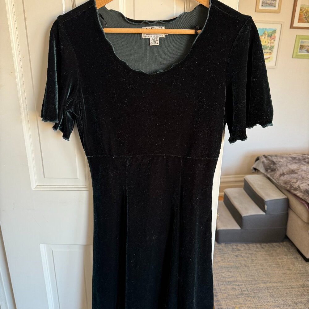 Vintage velvet green mini dress